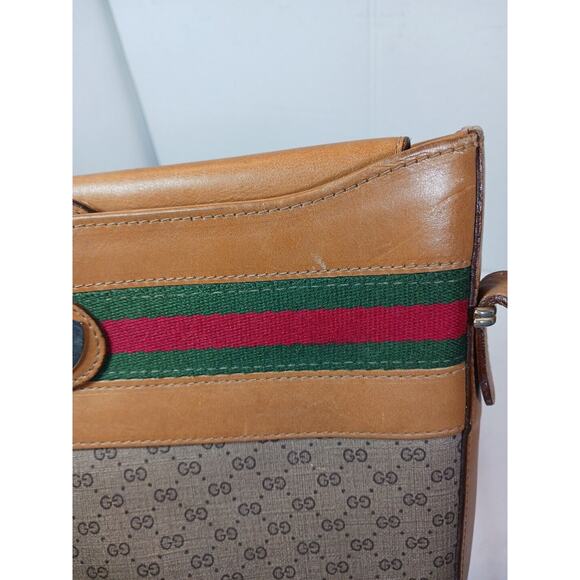 Vintage Gucci Tan Micro GG Monogram Ophidia Stripe Handbag And Wallet Set *Flaw - Picture 11 of 16